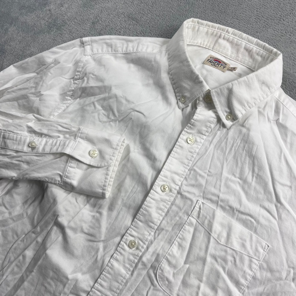 Faherty Mens Stretch Oxford Shirt White Long Sleeve Button Down M MWC0070